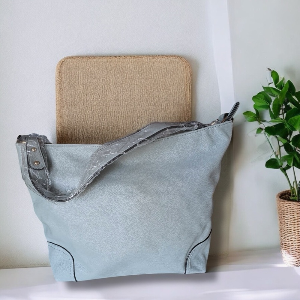 Stylish Smoke Blue Vegan Leather Shoulder Bag